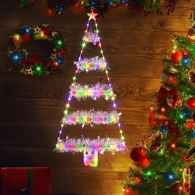 Toodour Christmas Decorations Indoor Lights, 2.65ft LED Christmas Lights, Multicolor Wall Window Hanging Light, Battery Operated Holiday Decoration for Outdoor Garden New Year Home Decor
