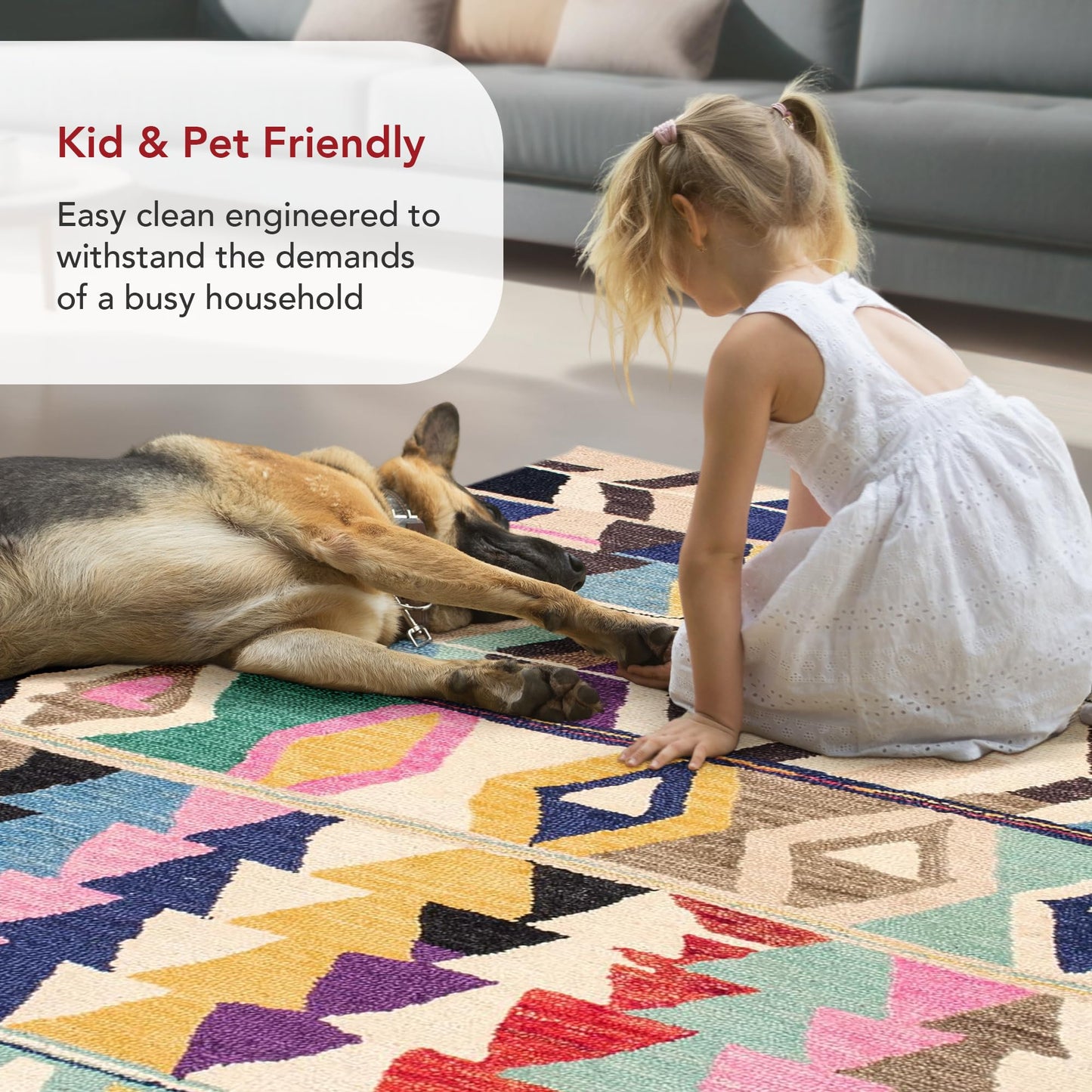 Nuloom Ofelia Handmade, Multicolor/Black, 5' x 8', Geometric, Wool, Soft and Cozy, High Traffic, Stain Resistant, Easy Clean, Durable Runner for Bedroom, Living Room, Dining, Den, Foyer