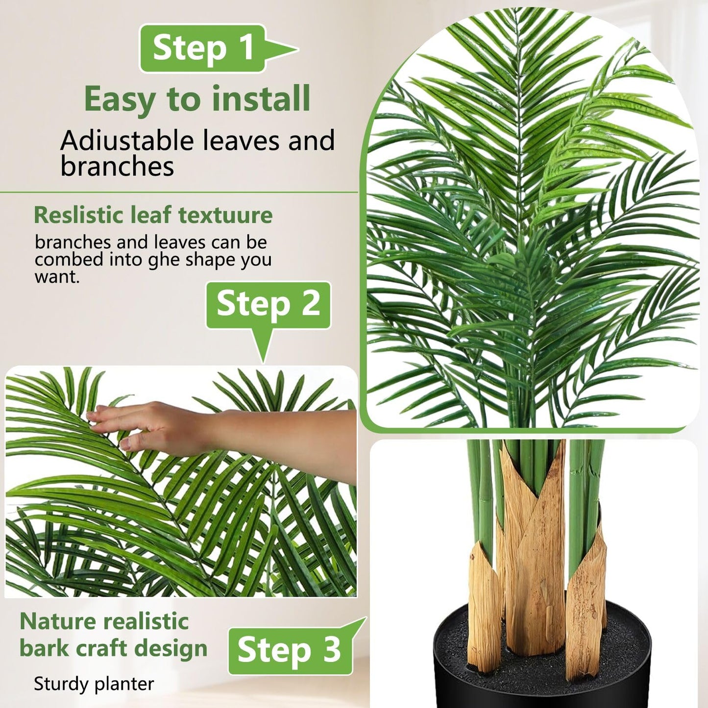 AzureLeap Artificial Palm Tree Indoor 4ft, Large Fake Tropical Areca Palm Tree with 13 Trunks, Faux Dypsis Lutescens Floor Plant in Pot for Indoor Outdoor Home Office Decor & Housewarming Gift