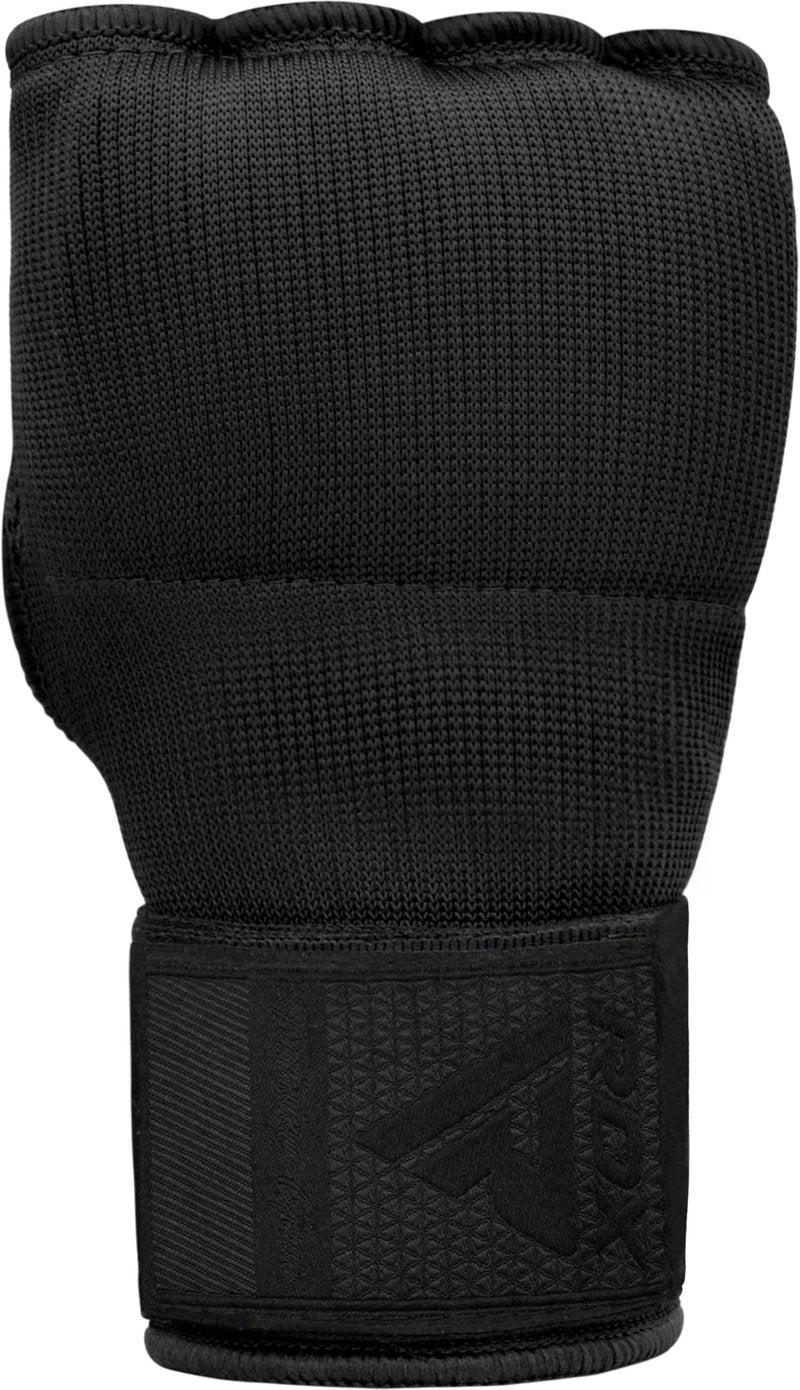 RDX Gel Boxing Hand Wraps Inner Gloves Men Women, Quick 100cm Long Wrist Straps, Elasticated Padded Fist Under Mitts Protection, Muay Thai MMA Kickboxing Martial Arts (Full Black, XL)