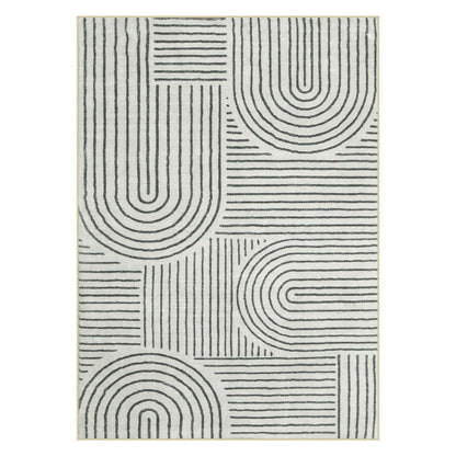 Lahome Abstract Washable Area Rug, 5x7 Rug for Bedroom Non-Slip Soft Living Room Rug, Ultra-Thin Modern Black and White Rug Throw Large Carpet for Dining Room Darrell(5'x7',Black)