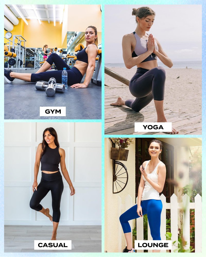 TNNZEET Capri Leggings for Women - Black Leggings with Pockets Tummy Control High Waisted Yoga Pants Workout Cycling Leggings