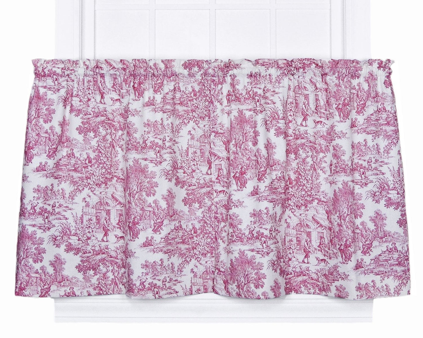 Victoria Park Toile 68-Inch-by-24 Inch Tailored Tier Curtains, Red