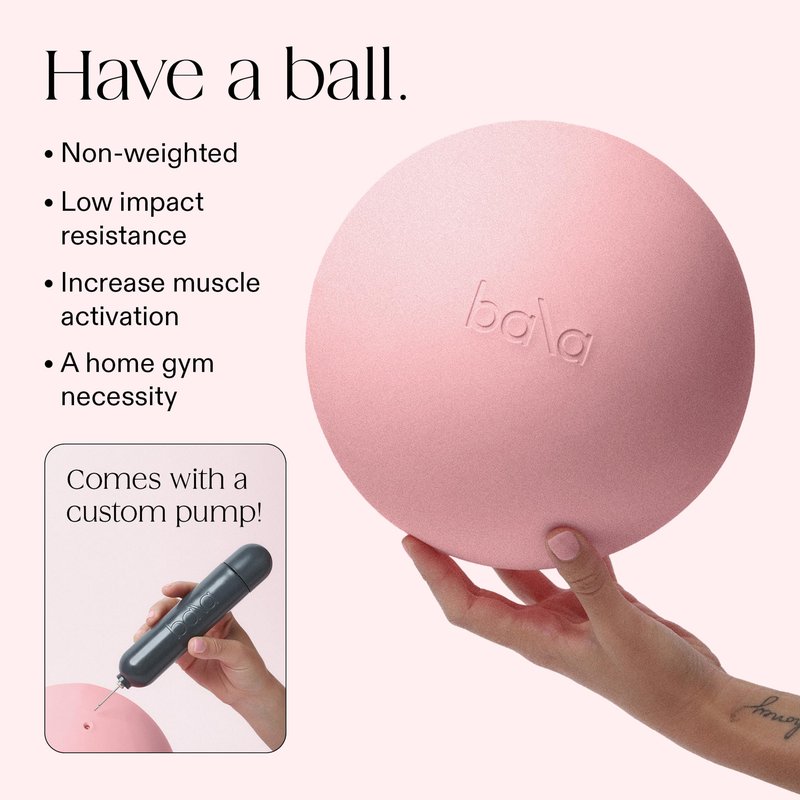 Bala Pilates Ball, Non-Weighted Exercise Ball - Small 8" Yoga Ball for Barre, Stretching, Strength & Core Training - Workout Accessory with Mini Pump for Home Gym & Fitness Routines - 100% PVC