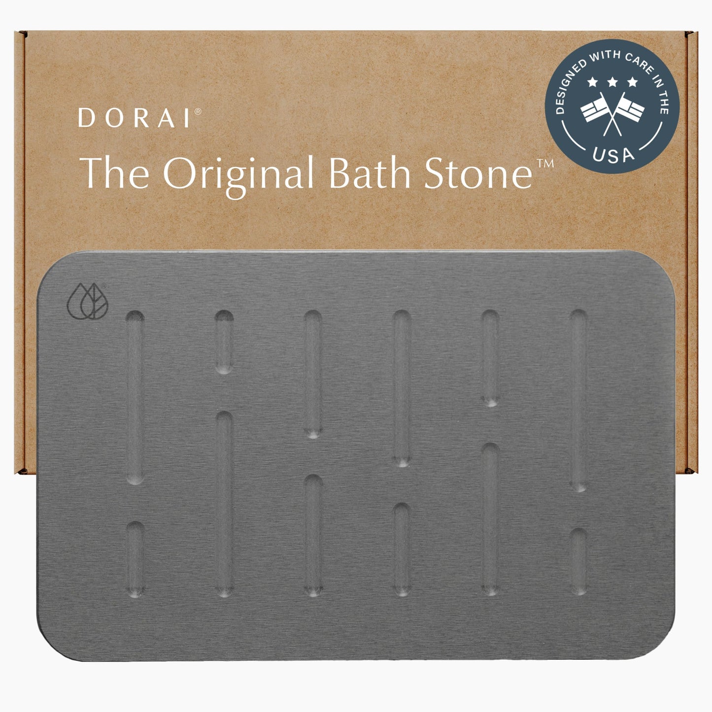 Dorai Home Stone Bath Mat - Premium Diatomaceous Earth Bath Floor Mats with Non-Slip Base, Fast-Drying Modern Shower Mat for Bathroom | Rain Slate