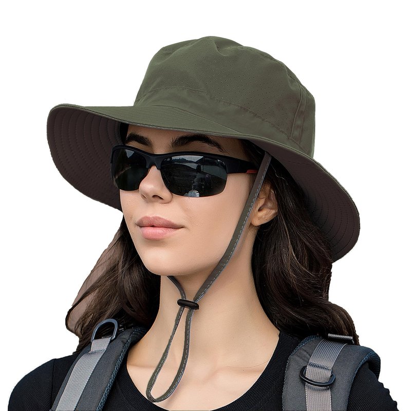 Rosoz Sun Hat for Men Women Cooling Boonie Hats Breathable Wide Brim Fishing Bucket Hat Beach Hat Safari Hiking Garden Summer UV Protection Black