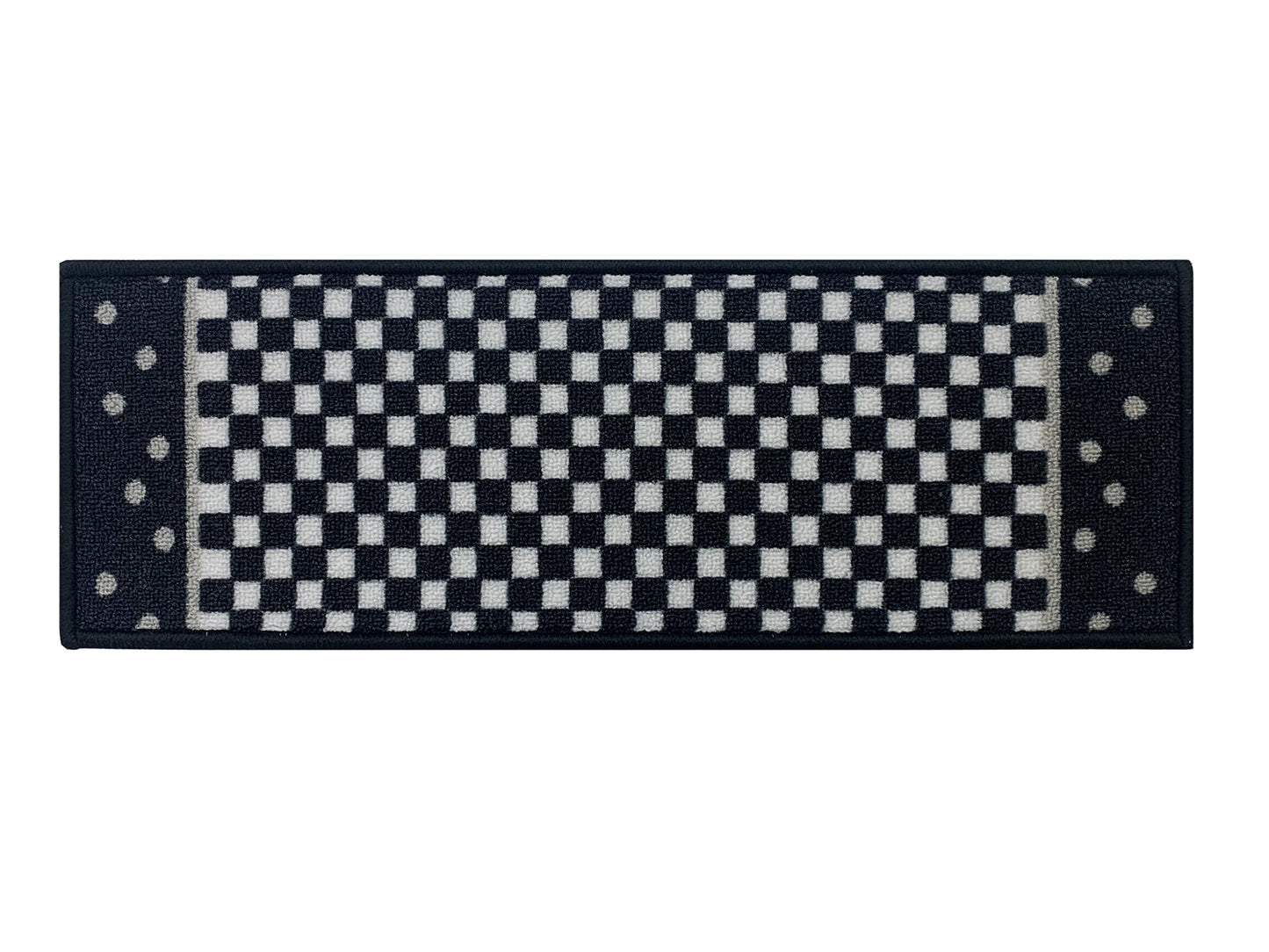 Stair Treads for Wooden Steps Indoor 8.5” x 26” Slip Resistant Machine Washable Staircase Carpet Mat, Safe for Elders, Kids and Pets Checkered Design Black and White Color, Set of 13