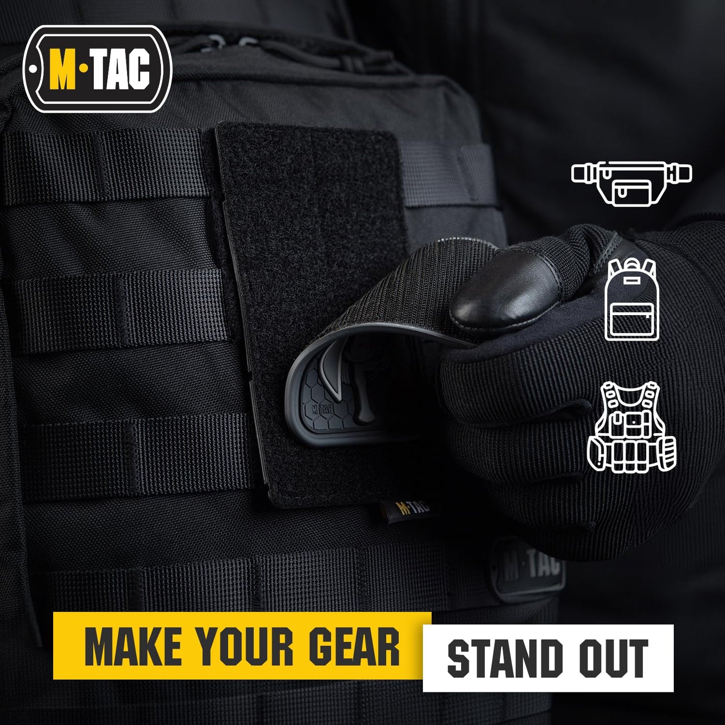 M-Tac Loop Tactical Morale Patches Board Molle Attachment 3.1 x 5.2 inch (Black)