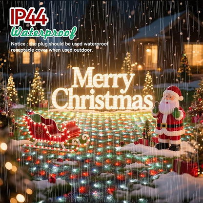 LitHome 14.8FT x 5FT Christmas Net Lights Outdoor, 300 LED Red White Bush Lights with 8 Modes, Connectable Waterproof Net Mesh Light Dark Green Wire for Bushes Shrubs Outdoor Christmas Holiday Decor