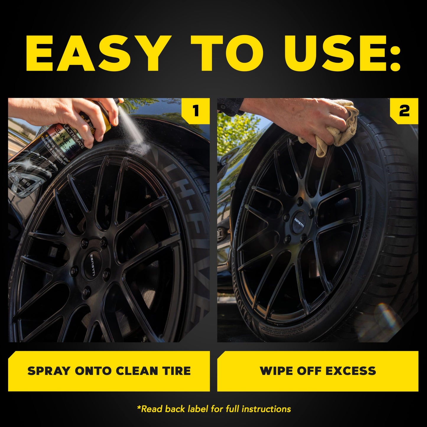 Meguiar's G190315 Ultimate Insane Shine Tire Coating, gives a Finish that Creates a Lasting Wet-Look for a Classic Black Shine, Easy to Use, No Hassle, No Mess, Ultimate Protection, 15 Oz Aerosol Can