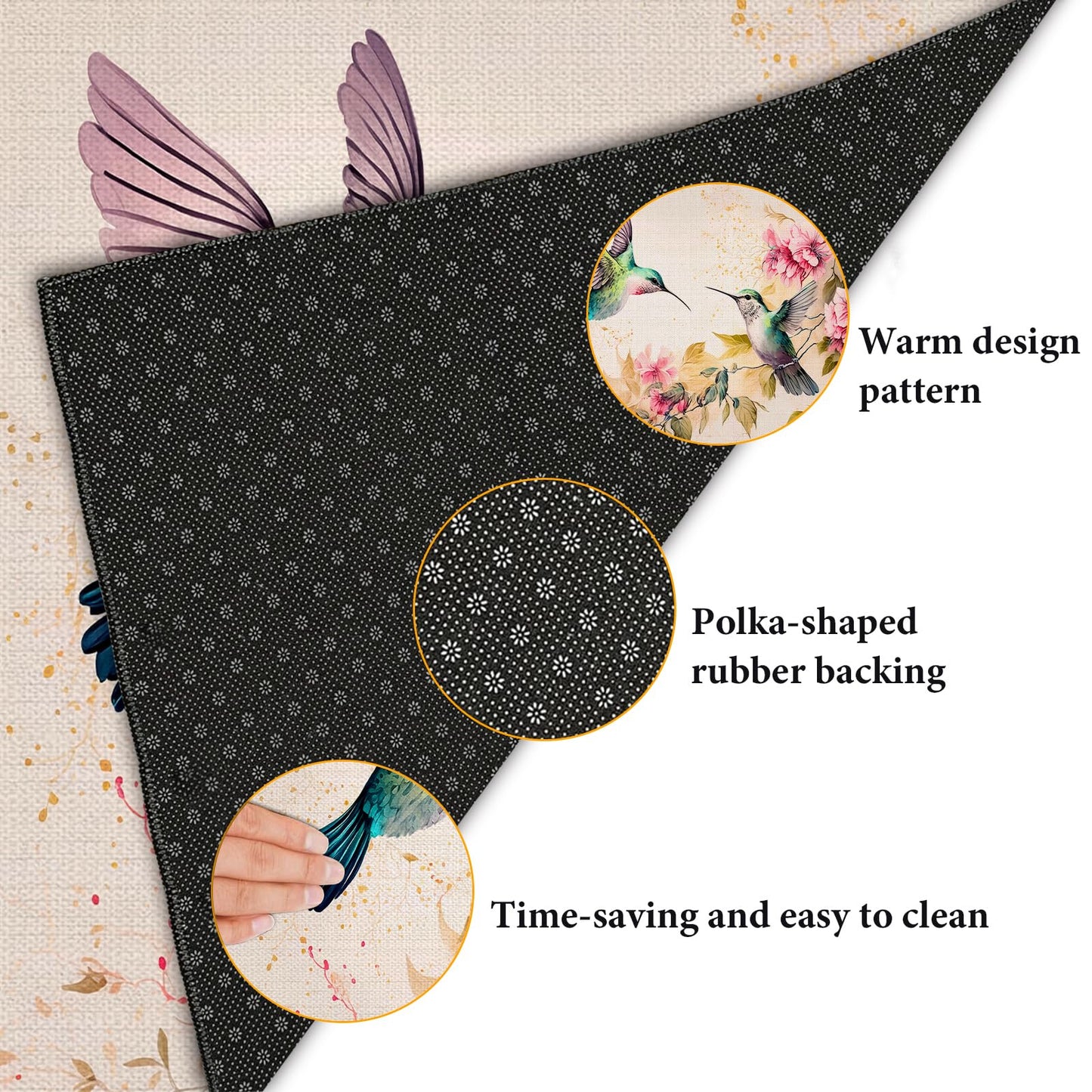 Hummingbirds Flowers Indoor Door Mat - Absorbent, Anti-Slip Low Profile Doormat for Entryway 17"x29.5"