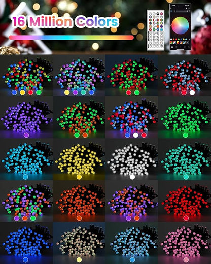 Smart Color Changing Christmas String Lights, 206FT 600LED App Control RGB LED String Lights with Remote & Timer, Waterproof Twinkle Christmas Tree Lights Indoor Outdoor Holiday Xmas Tree Decorations