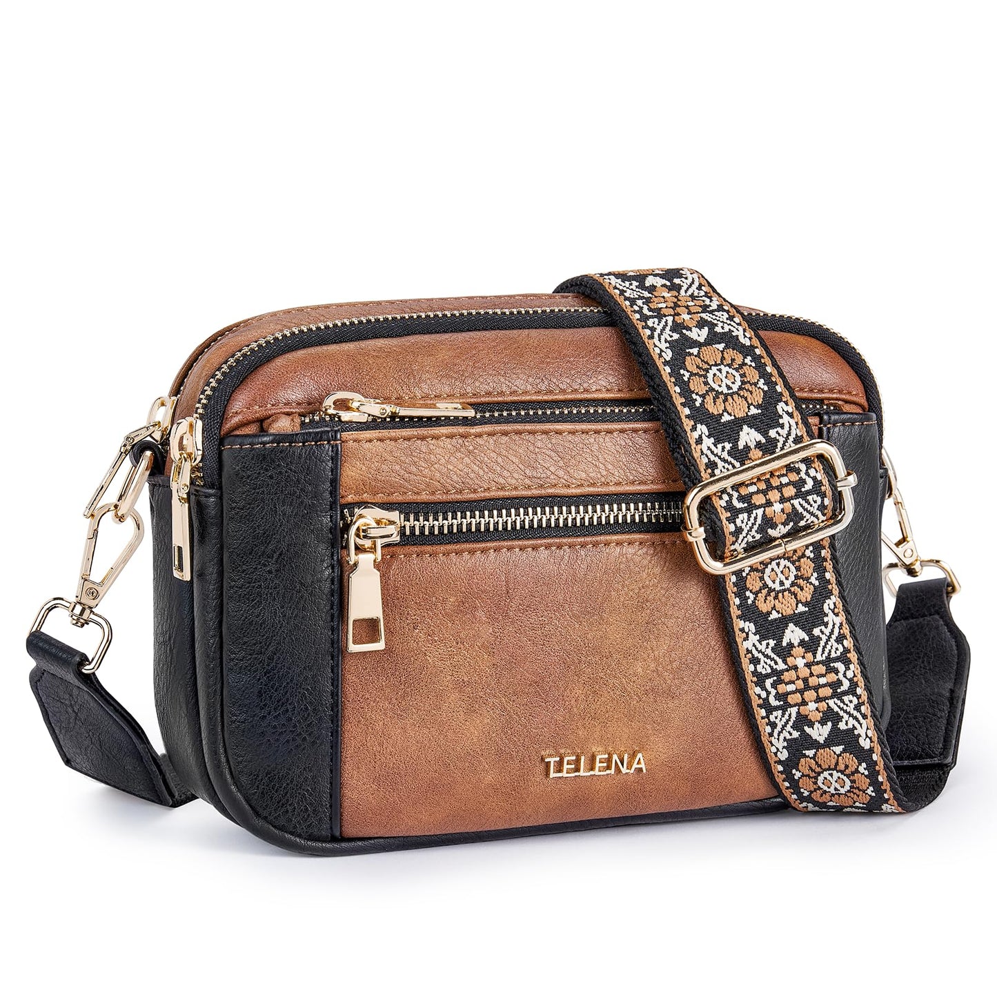 Telena Small Crossbody Bags For Women Vegan Leather Crossbody Purse With Adjustable Wide Strap For Daily Life