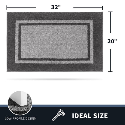 PURRUGS Dirt Trapping Door Mat 20" x 32", Non-Slip Machine Washable Entryway Rug, Entrance Mat, Indoor Front Door Mat, Super Absorbent Entry Rug for Muddy Shoes & Paws, Light Grey & Dark Grey