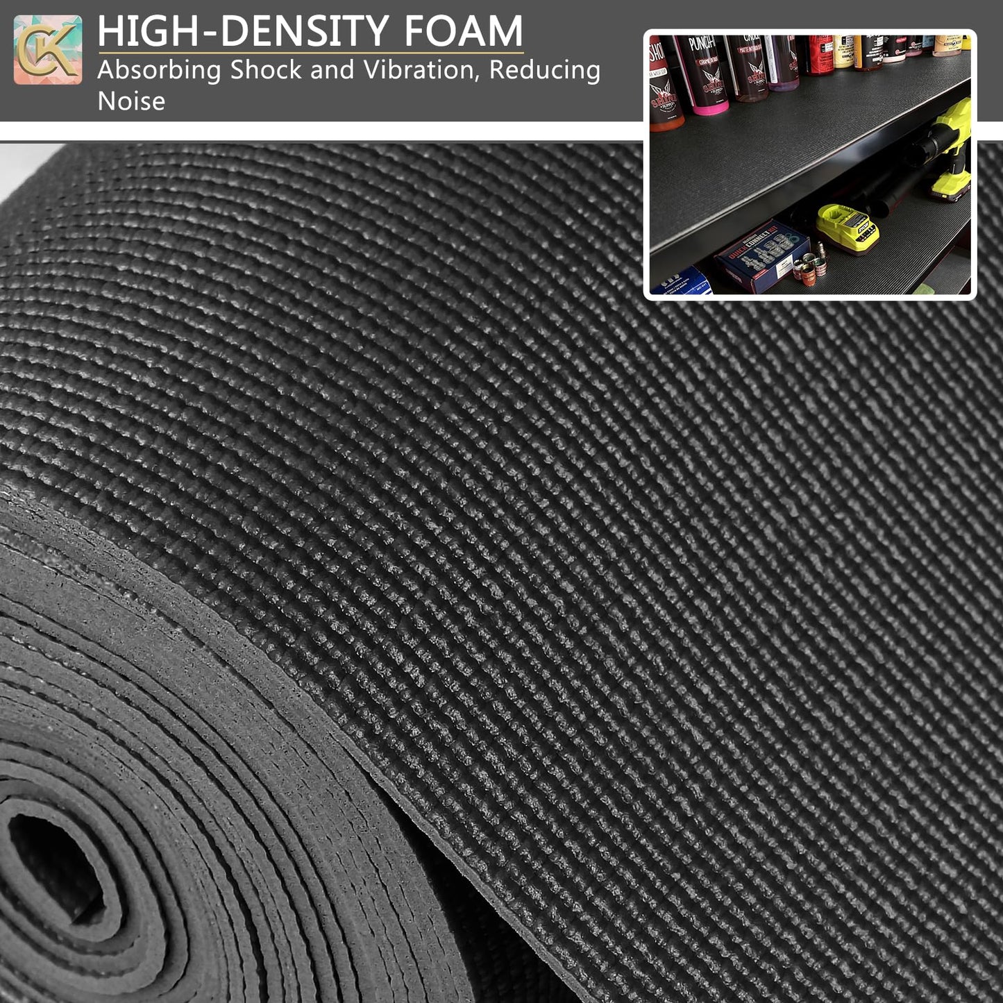 Foam Toolbox Liner Shelf Liner, Thickened Durable Pad Tool Box Mat for Protecting Your Tools, Work Surfaces, Garage, Chest -Black 3mm Thickness, 24 inch*24 ft