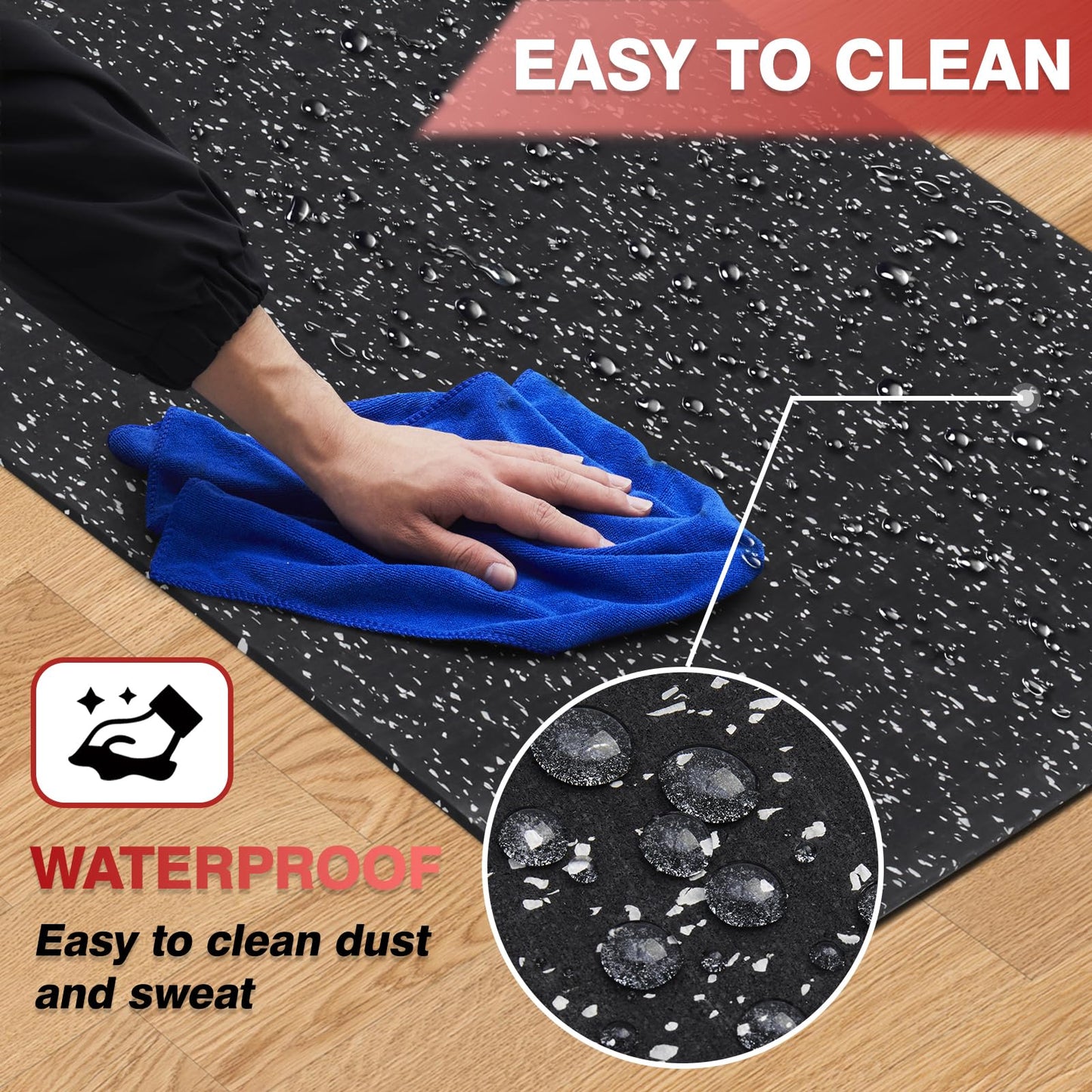 EnamelEVO Treadmill Mat for Hardwood Floors - 100% Recycled Rubber Mat for Home Gym Flooring, Durable Workout Fitness Mats, Walking Pad Exercise Bike Equipment Mat, Non-Slip 0.16" Thick, Grey