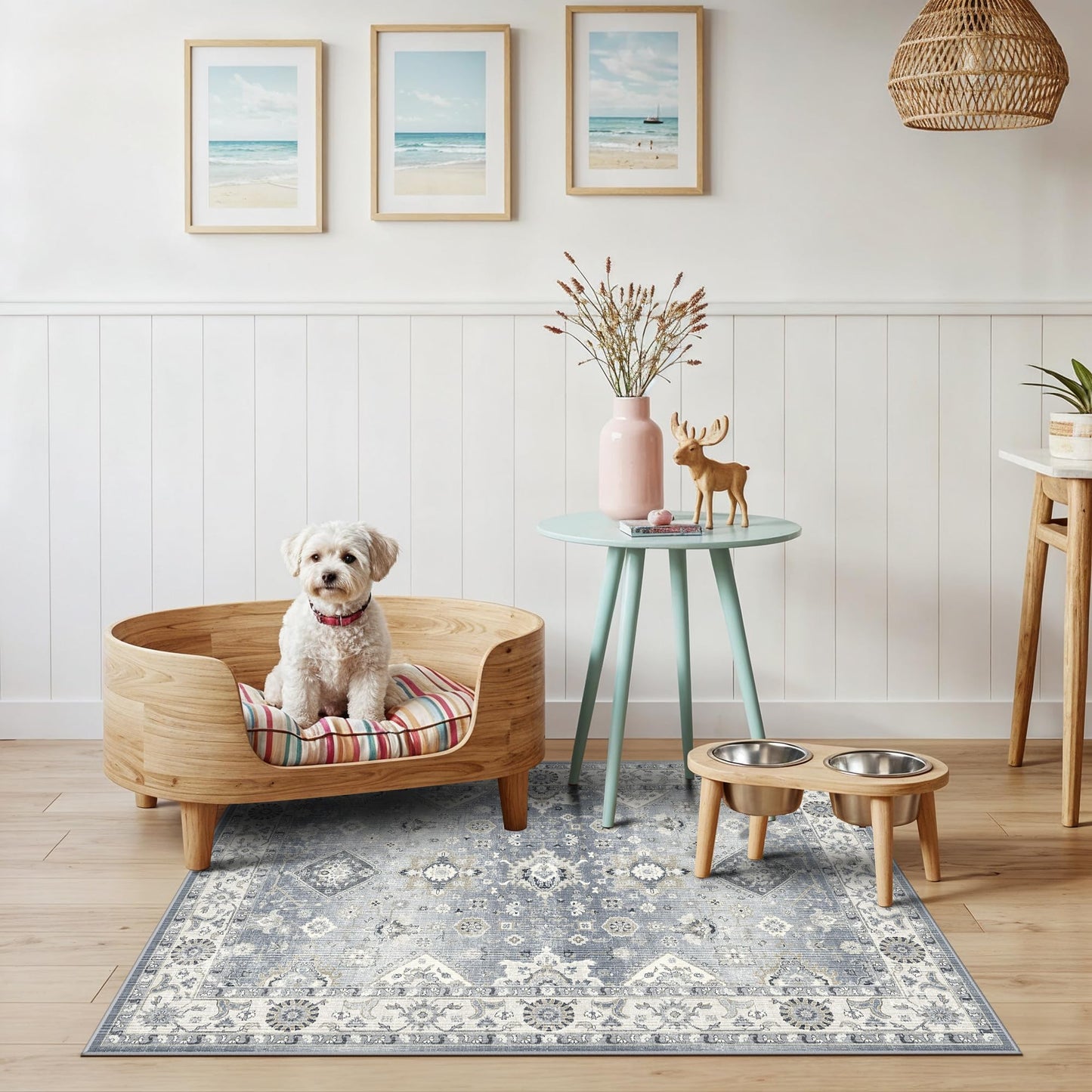 Washable Hallway 3x4 Floor Mats: Farmhouse Non-Slip Kitchen Sink Area Rug Water-Resistant Small Carpet for Living Room Bathroom Thin Soft Doormat Easy-Clean Decorative Rug for Pets Family(3x4,Grey)