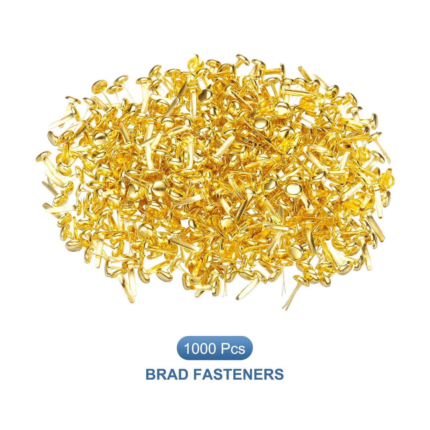PATIKIL 1000 PCS Paper Brass Fasteners Split Pins Pastel Mini Metal Brads Round Head Plated Fastener for Craft Art Scrapbooking DIY Supplies, Gold, 8 x 15 mm