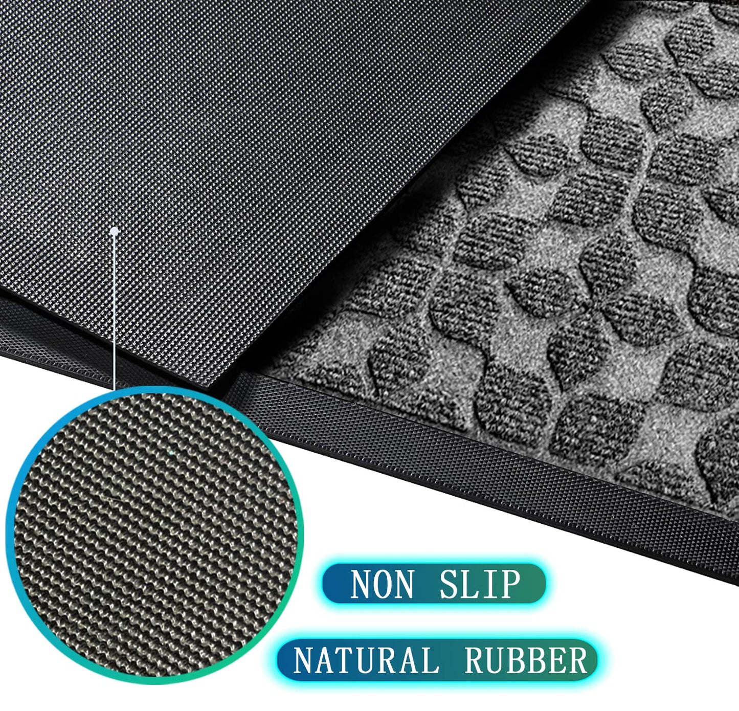 Bulijojo Sturdy Front Entrance Doormats,Durable Heavy Duty Welcome Mat,Thick Absorbent Natural Rubber Non Slip Mat,Easy Clean Entryway Mat Geometric Grey 23"x35"