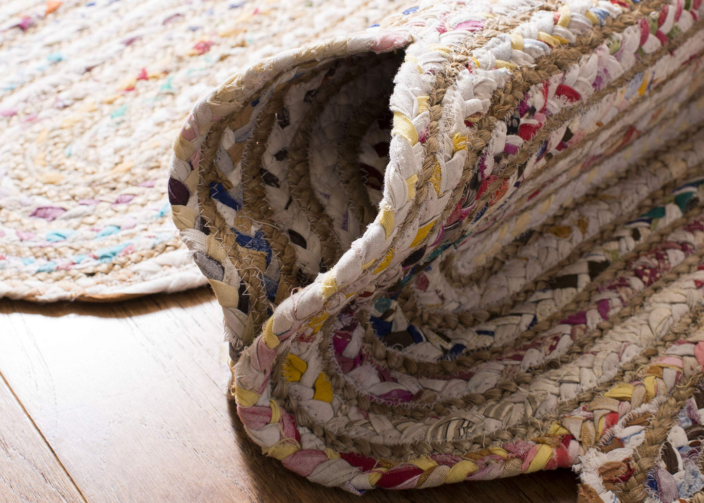 SAFAVIEH Cape Cod Collection Accent Rug - 3' x 5', Ivory & Multi, Handmade Braided Jute & Cotton, Ideal for High Traffic Areas in Entryway, Living Room, Bedroom (CAP208A)