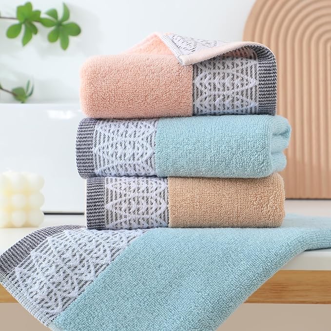 2 Pack Decorative Hand Towels, Leaf Design Cotton, Soft Absorbent Quick-Drying