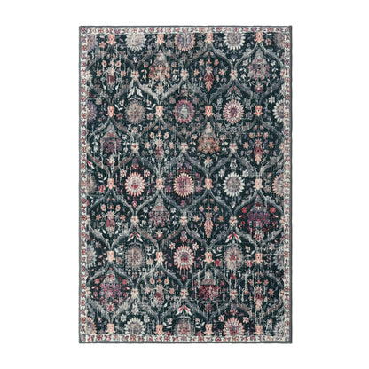 Lahome Moroccan Trellis Washable Rug, 2x3 Entryway Rugs for Kitchen Bathroom, Non-Slip Indoor Door Mat Ultra-Thin, Small Oriental Throw Carpet for Bedroom Entry Elise, Black/Multi