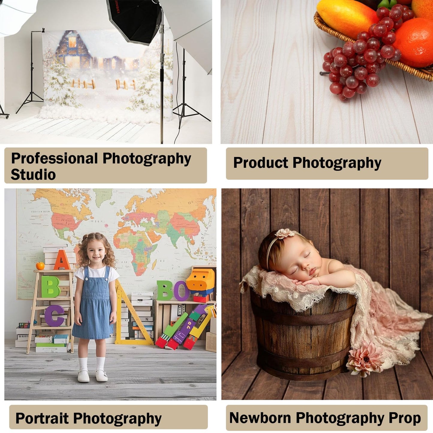 Kate 5x4ft Light Beige Abstract Rubber Floor Mat, Non-Slip Non-Reflective Floor Drop for Newborn Baby Portrait Photography, Washable & Reusable Studio Backdrop Floor Mat