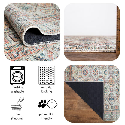 Keen Home Design 48"x72" Rug - Machine Washable Area Rug with Non-Slip Backing, Ideal for Living Room, Dining Room, Bedroom - Vintage, Easy Clean, Durable, Low Pile Rug - (4' x 6')