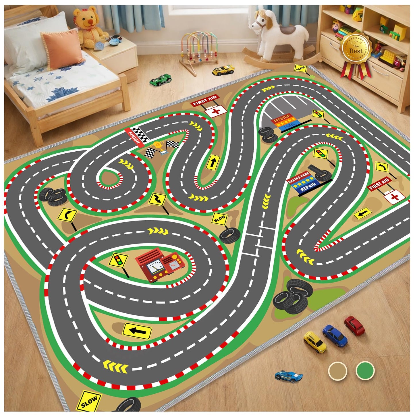 Lukhevev 31"x47" Kids Rug Play Mat Soft & Non-Slip Car Rugs City Map Play MatCar Rugs for Kids Toy Cars Race Track for Classroom Rug，Play Learn and Have Fun Safely
