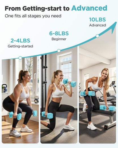 FEIERDUN 5-in-1 Adjustable Dumbbell Set of 2, 20LBS/10LBS Hand Weights for Women, 1s-Adjust Dual-Stable Dumbbell Set for Women Home Gym & Outdoor