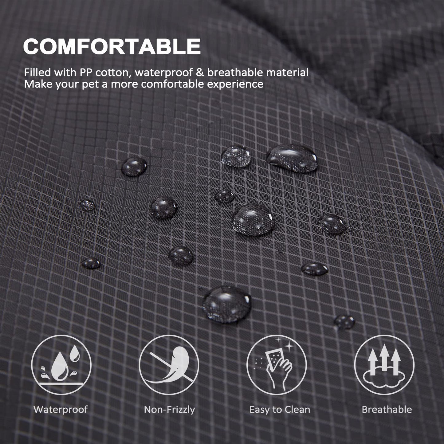BDEUS X-Large Travel Dog Bed, Outdooor Camping Pet Mat, Portable Place Mat with Handle, Easy to Clean, Waterproof & Portable and Odor Resistant Pet Cooling Pad (X-Large 51" x 35", Black)