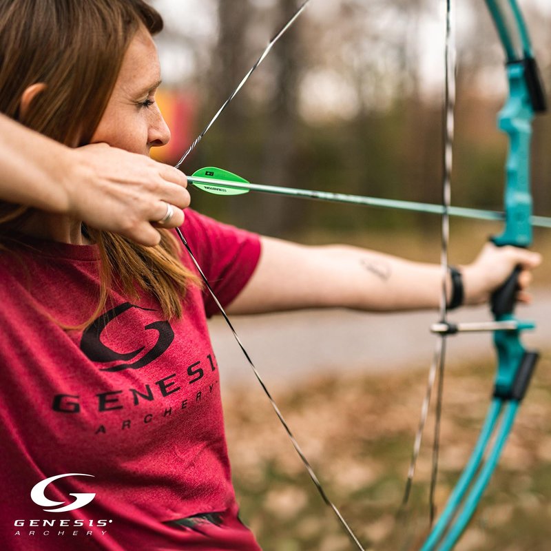 Genesis Original Compound Bow & Arrow Kit- Adjustable Riser, 15"-30" Draw Length, 10-20 lb Draw Weight, All Skill Levels, Draw Hand - Right, Red