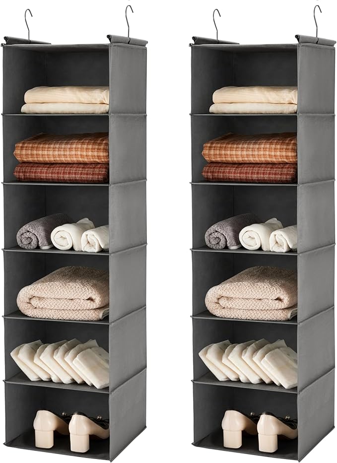 MAX Houser 6 Tier Shelf Hanging Closet Organizer, Closet Hanging Shelf