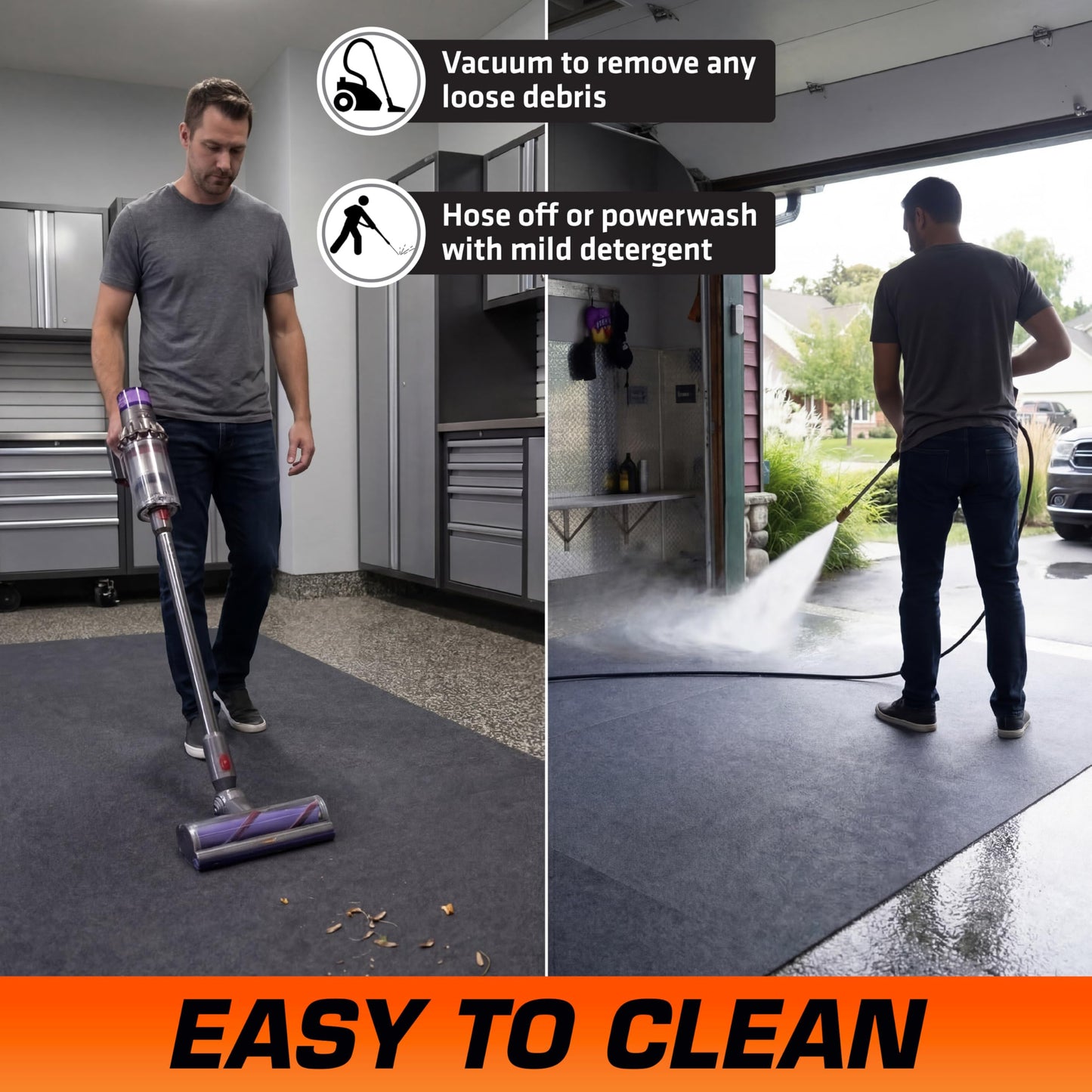 Armor All Jumbo XXL Garage Floor Mat (22' x 8'10"), Waterproof Garage Flooring, Absorbent, Premium Oil Spill Resistant Garage Pad, Durable, Protects Surfaces (Includes Double Sided Tape) (USA Made)