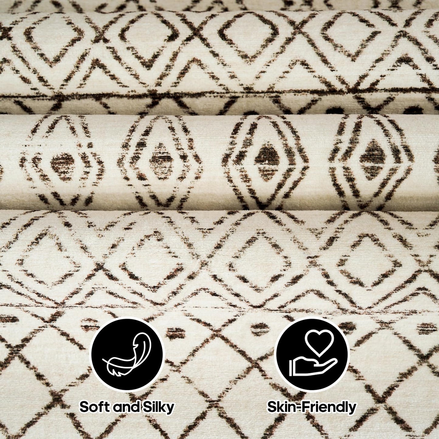 BYYVOO Small Rug 2x3 Washable - Moroccan Kitchen Area Rugs Low Pile Indoor Mat Non Slip with Rubber Backing Soft Area Rug Pet Friendly for for Entryway Front Door Bedroom 2x3 Geo Beige