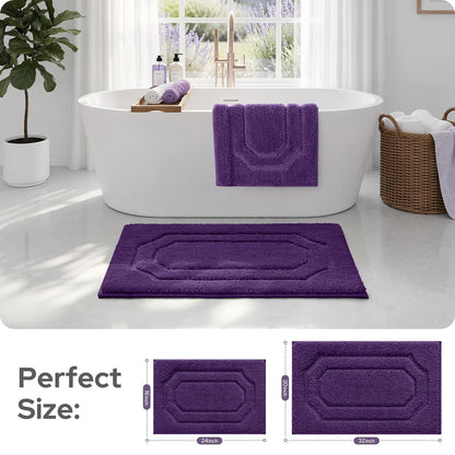 HOMEIDEAS Bathroom Rugs Sets 2 Piece, Extra Soft and Absorbent Microfiber Plush Bath Mat with Non Slip Backing(Purple)