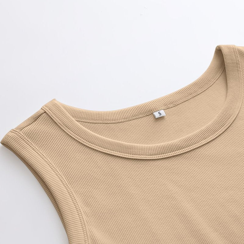 ANRABESS Womens Sleeveless High Neck Tank Tops Fashion Summer Casual Basic Slim Fit Ribbed Racerback Top Shirt Clothes Deep Khaki Small