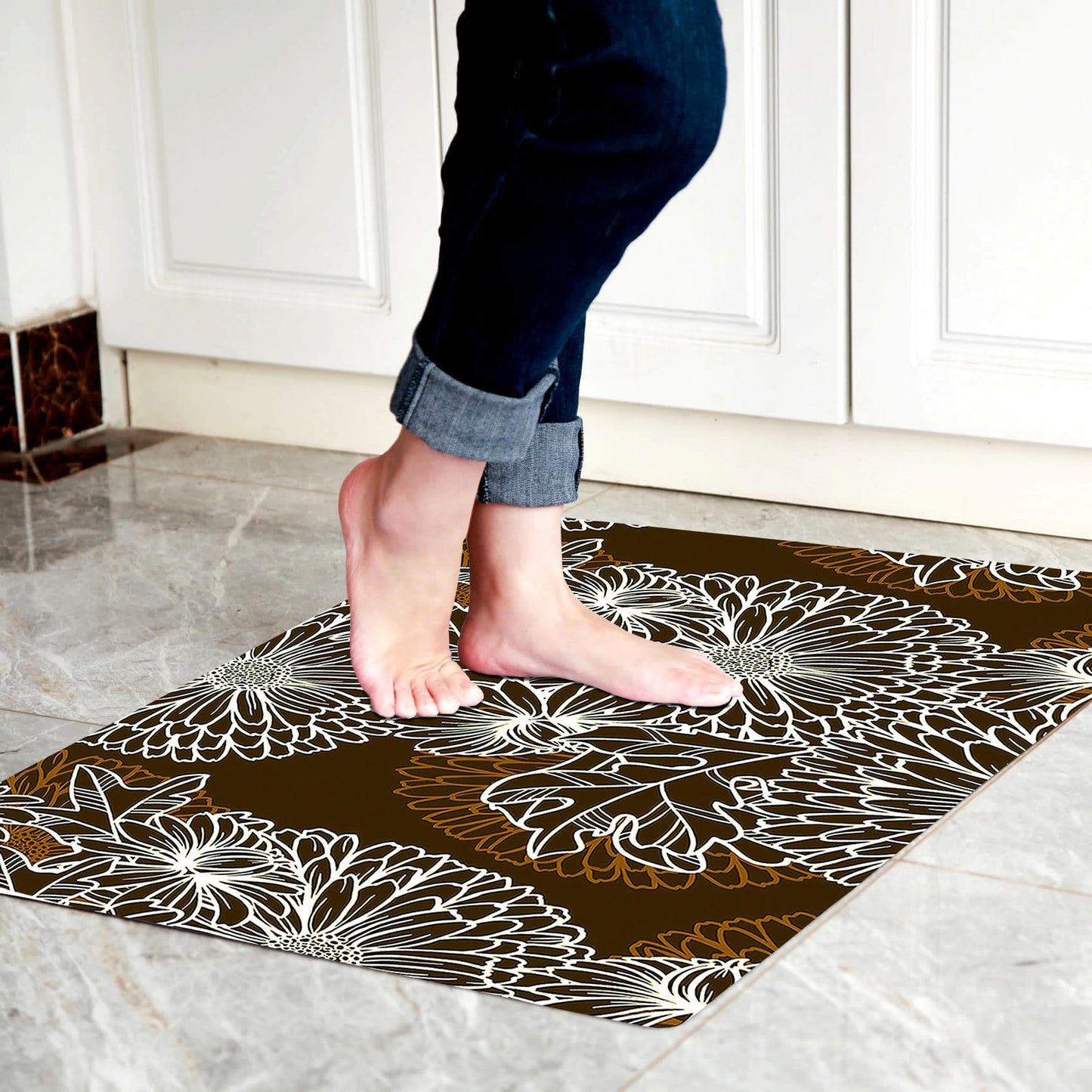 Cosilyt Smart Water Barrier Tech 0.1" Pro Ultra Thin Door Mat, Coffee Brown