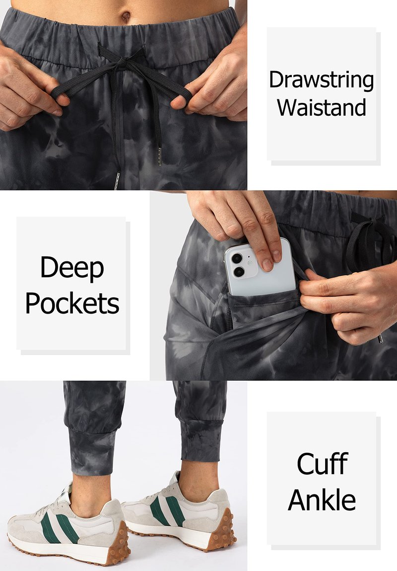 SANTINY Women's Joggers Pants Pockets Drawstring Running Sweatpants for Women Lounge Workout Jogging(Tie Dye Black_S)