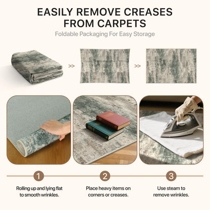 GENIMO 2x3 Rugs for Entryway, Washable Bathroom Kitchen Rugs Non Slip, Modern Abstract Soft Small Area Rug Indoor, Low Pile Throw Carpet, Sage Sand