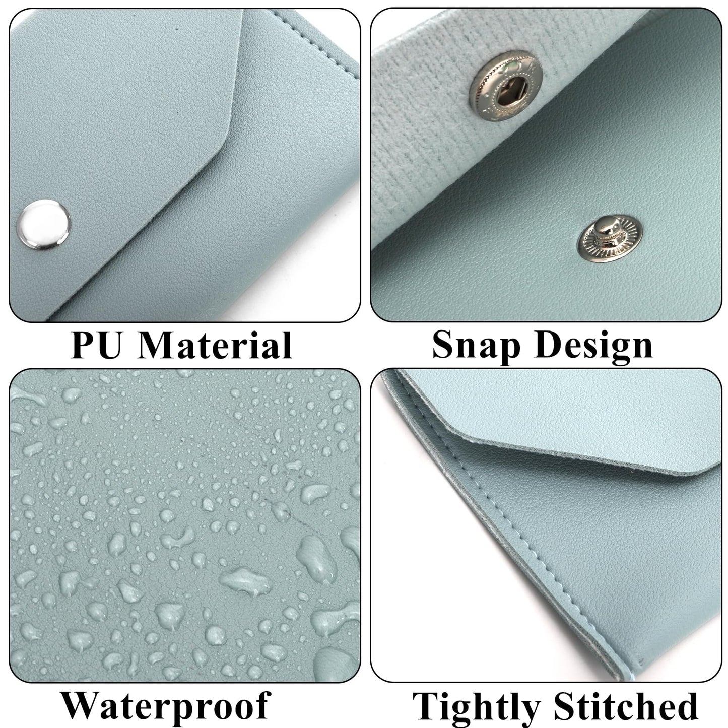 Tebery 12 Pcs PU Leather Cash Wallet, Reusable Money Envelope Purse with Snap Closure, Waterproof Pouch Bag Budget Organizers for Cash, Receipt, Card, 12 Color