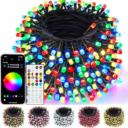 240LED Smart Color Changing Christmas Lights App Controlled, 95FT Waterproof RGB Twinkle String Light Music Sync Multiple Modes, Christmas Lights with Remote & Timer Indoor Outdoor Xmas Decorations
