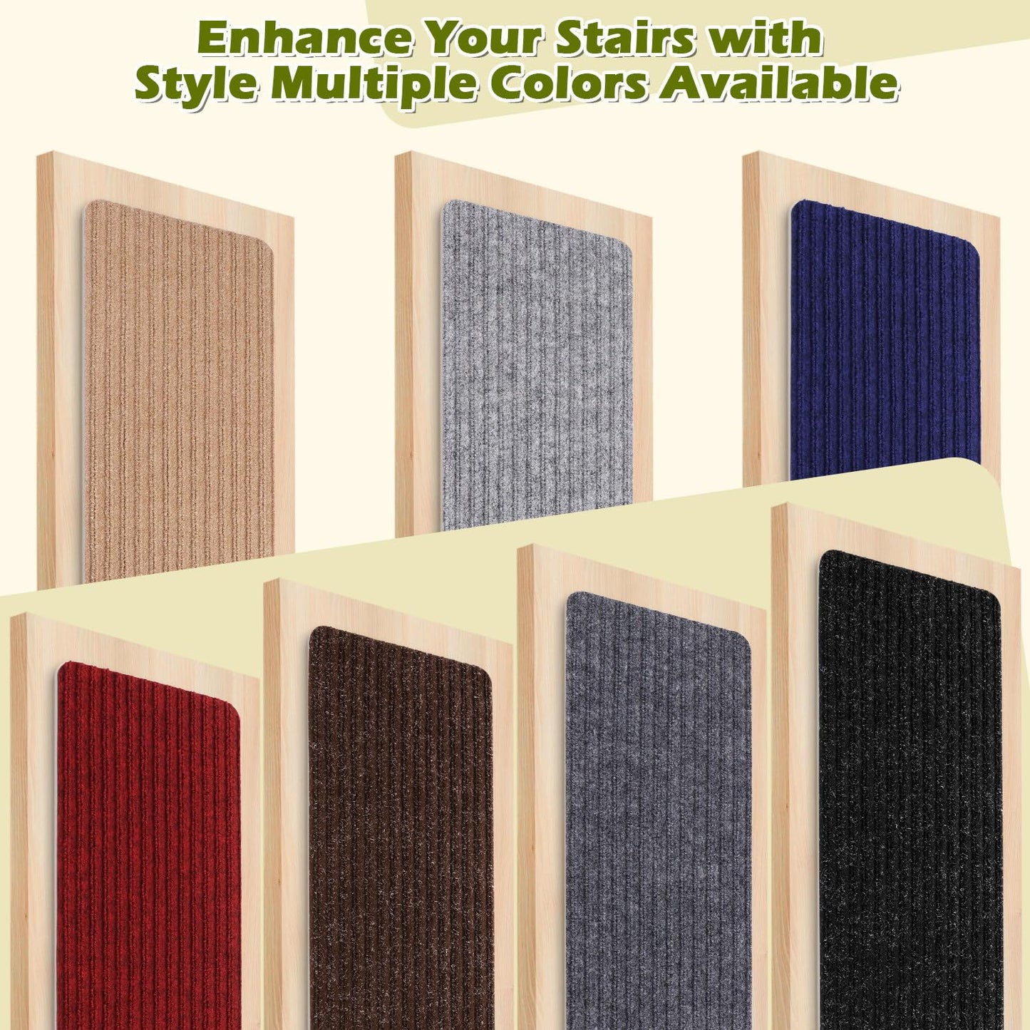 Antdle Carpet Stair Treads for Wooden Steps Non-Slip Indoor 16pcs 8x30inch Safety Rug Slip Resistant Indoor Runner for Kids Elders and Pets with Reusable Adhesive,Dark Red