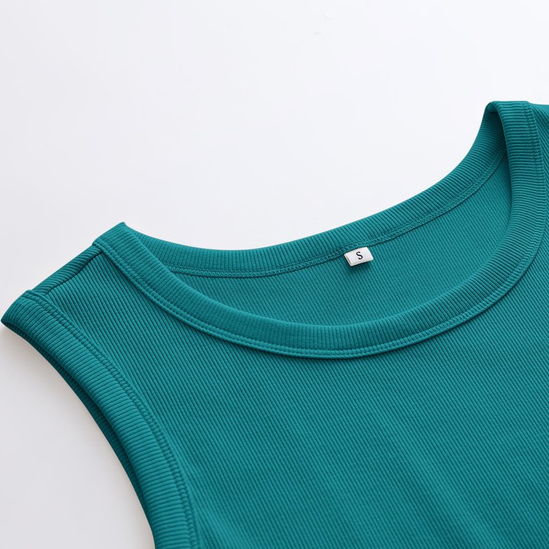 ANRABESS Womens Sleeveless High Neck Tank Tops Fashion Summer Casual Basic Slim Fit Ribbed Racerback Top Shirt Clothes Teal Large