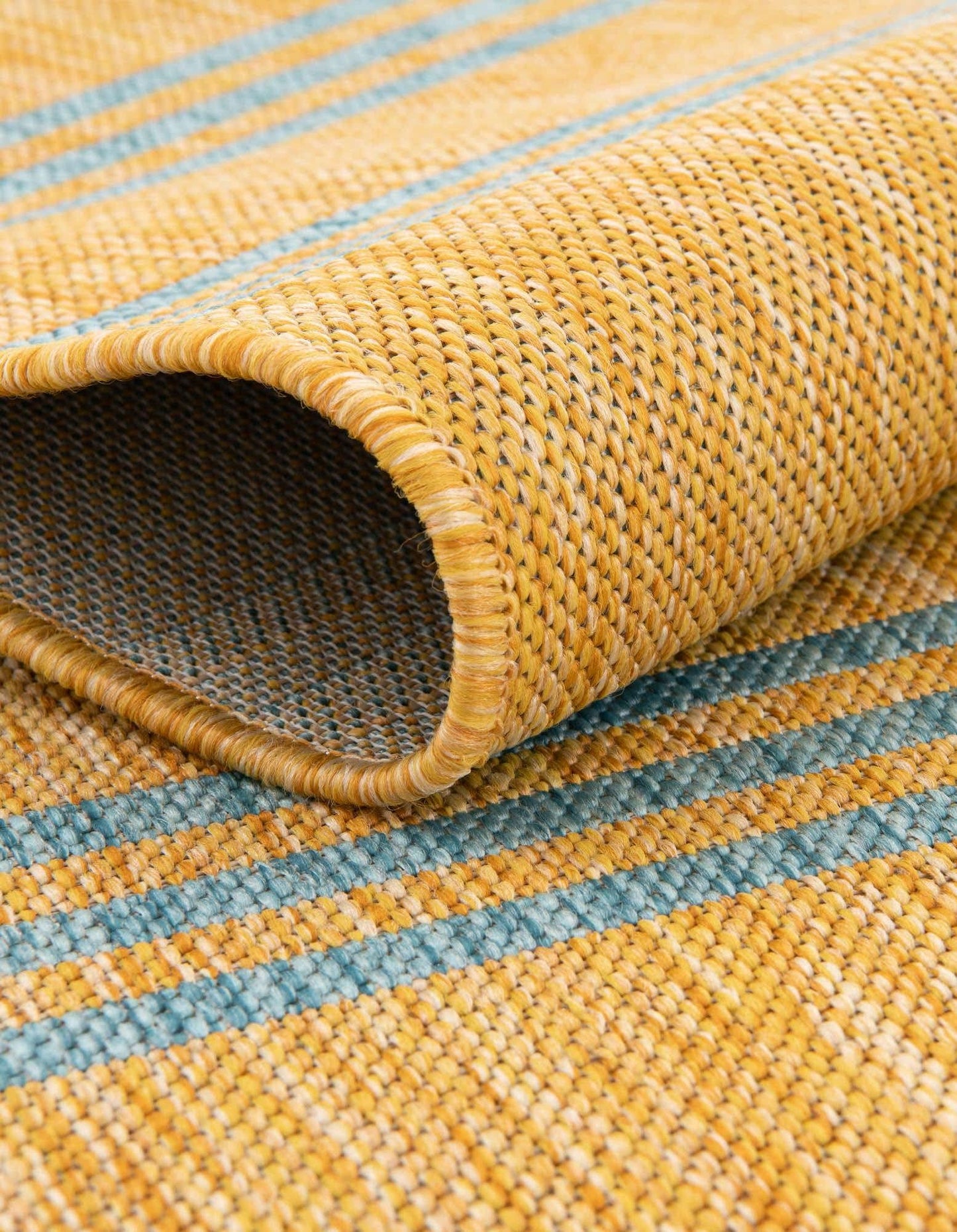Unique Loom Outdoor Collection Area Rug - Anguilla (5' 3" x 8' Oval, Yellow and Aqua/Light Blue)