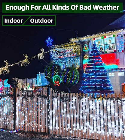 750 LED Outdoor Christmas Lights Decorations, 246ft Green Wire LED Christmas String Lights with Timer Memory, Twinkle Lighs for Indoor Outdoor Xmas Party Christmastree Wedding Garden Patio Cool White