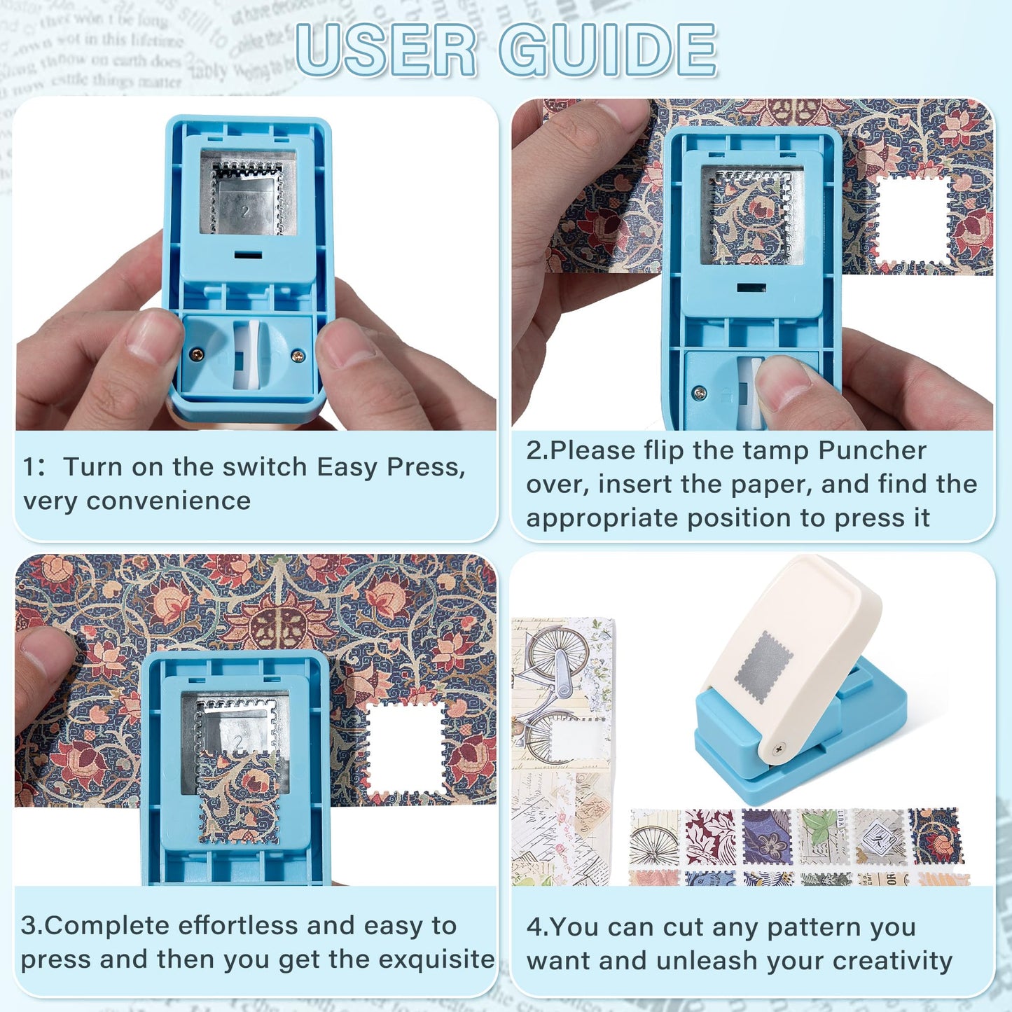 Postage Stamp Puncher,1x0.8 inch Rectangular Postage Stamp Puncher,Paper Punch,Stamp Hole Puncher,Stamp Cutter,Portable Stamp Punching Machine for Envelope，Scrapbooking, Card Making, DIY Arts.