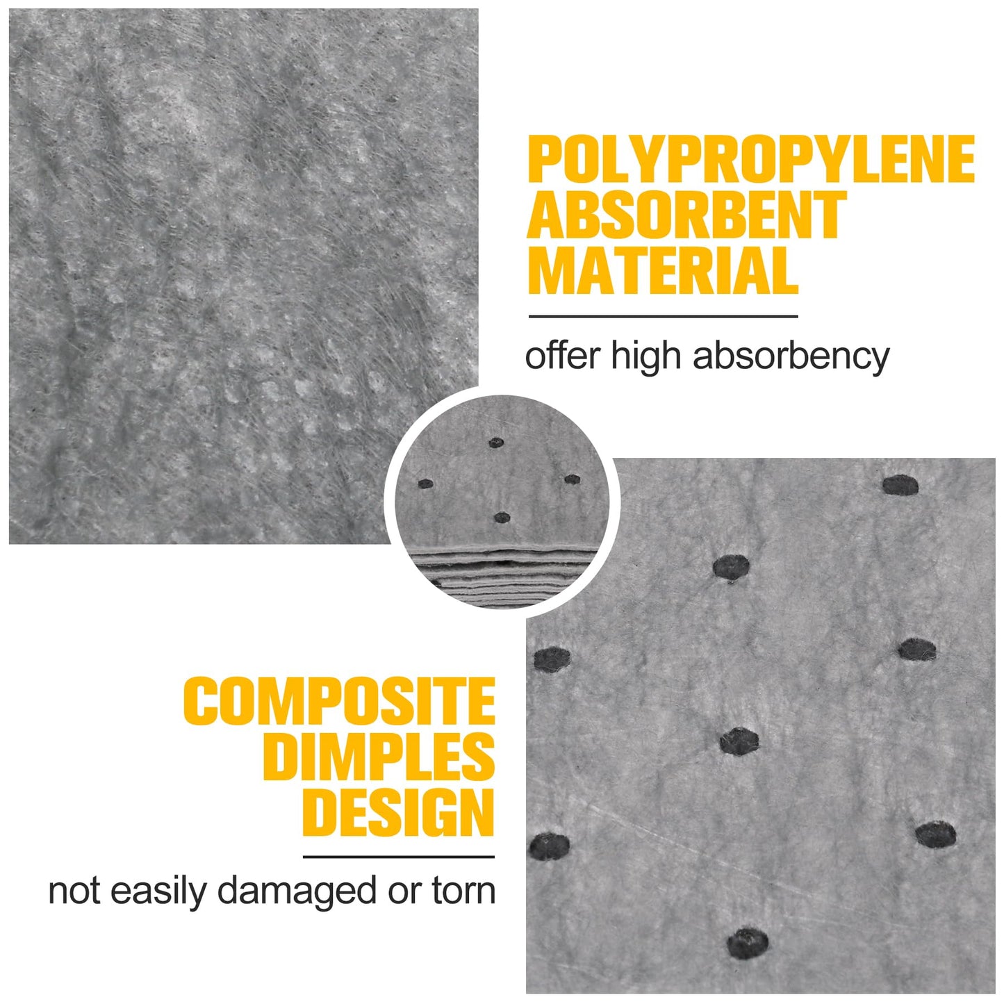 Tottist 100PC Oil Absorbent Pads | 13"x10" Meltblown Polypropylene Mats, Hand-Tear Lines for Automotive & Workshop | Vacuum Eco-Packaging, Reusable Spill Control