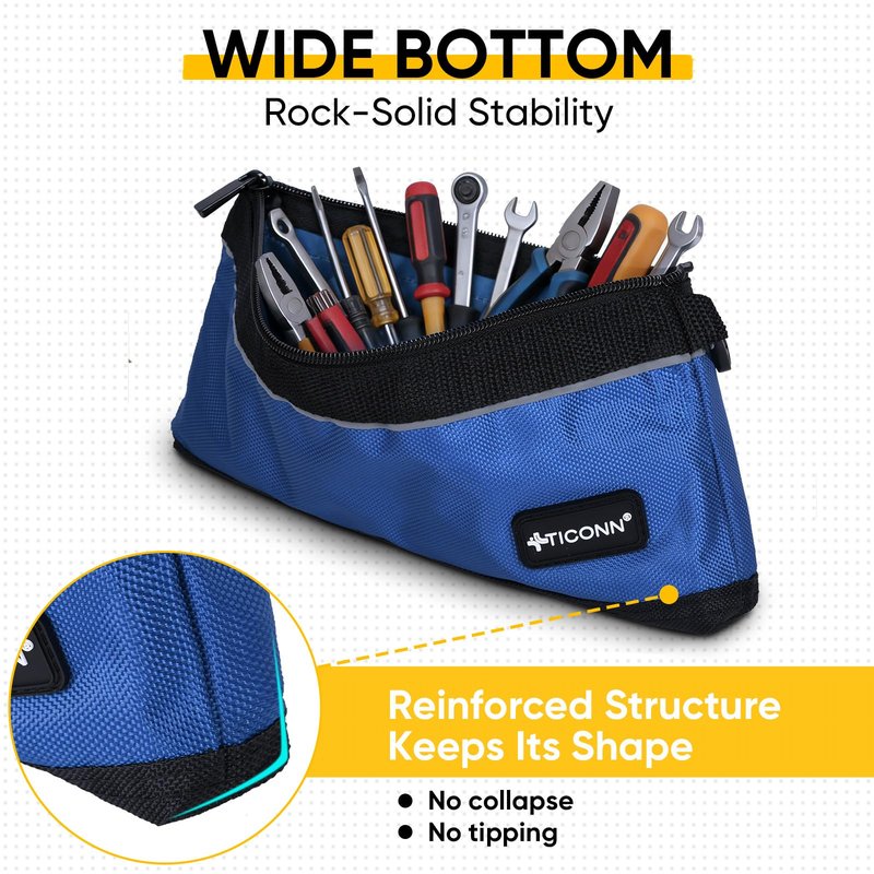 TICONN Tool Pouches with Zipper, 1680D Oxford Small Tool Bags, Waterproof Utility Bag Zipper Pouch for Tool Organizers and Storage (3 Pack Combo)