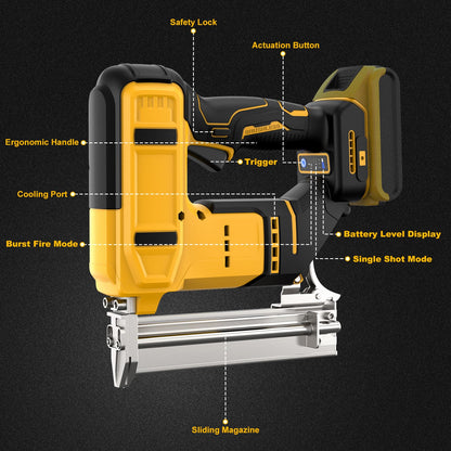 18 Gauge Cordless Brad Nailer for Dewalt 20V MAX Battery, Battery Powered Nail Gun with 1000 Nails, Electric Nail Gun for Woodworking & Home Improvement (No Battery)
